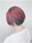 インナーカラー(グリーン)×全体ピンク