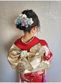 振袖 サイド ツイスト 大きめ 編み込み シニヨン ヘアアレンジ