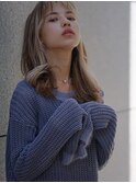 濡れ髪　切りっぱなし　オリーブカラー　セミウェットウェーブ