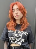 レイヤーカットウルフレイヤーオレンジベージュケアブリーチ