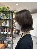 切りっぱなしボブ/アッシュブラウン