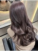 ホワイトグレージュミニウルフチェリーブラウンデジタルパーマ