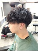 刈り上げマッシュツイストスパイラルパーマメンズショート