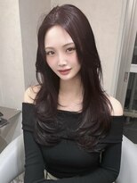 ラルムバイシー 新宿(LARME by Sea)&nbsp;ブリーチなしボルドーカラー×韓国ハッシュカット(暗髪/岡崎)