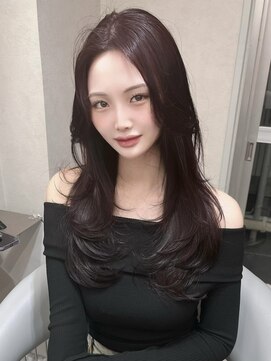 ラルムバイシー 新宿(LARME by Sea) ブリーチなしボルドーカラー×韓国ハッシュカット(暗髪/岡崎)