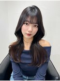 顔まわりレイヤー 艶カラー 暗髪 韓国風 髪質改善 福岡美容室