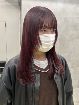 ソーコ 渋谷(SOCO) 顔まわりレイヤーミディアムスタイルカシスボルドー