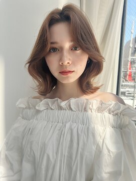 バイオレット 表参道店(Violet) ミディアムヘアグレージュカラーデザインカラーシルキーベージュ