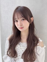 カシュカシュ 表参道(cache cache) ロングレイヤーシースルーぱっつん前髪おくれ毛ロブミディアム