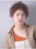 プードルパーマショートパーマアンニュイショートバング束感質感