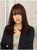【YOKE】ミディアムレイヤーダークレッドボルドーブリーチなし