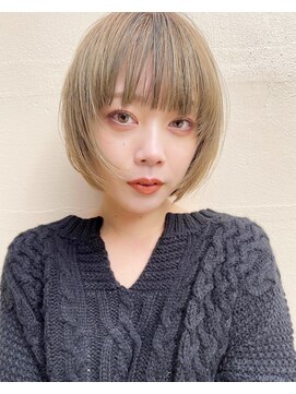 カルム 天神大名(calme) 【calme】レイヤーボブ ミルクティーベージュ