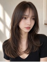 ダル 渋谷/表参道(DAL.)&nbsp;顔周りカットダークブラウンレイヤーセミロング