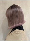 ラベンダーボブ_オリーブベージュレイヤーカットウェットヘア