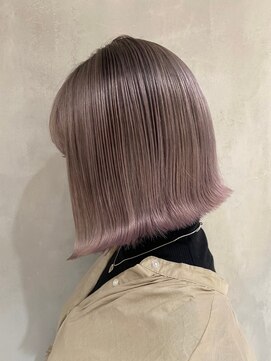 ノク(nok) ラベンダーボブ_オリーブベージュレイヤーカットウェットヘア