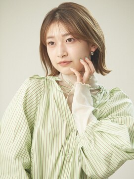 オリンテ バイ レシッド 表参道(orente by rcid) 大人切りっぱなしボブ外ハネくびれヘア艶髪ミルクティーベージュ