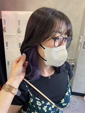 デバイス 東川口(DEVICE) イヤリングカラー ラベンダーブルー ブリーチ2回~