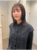 顔まわりレイヤー　黒髪ウルフ　ミディアムレイヤー
