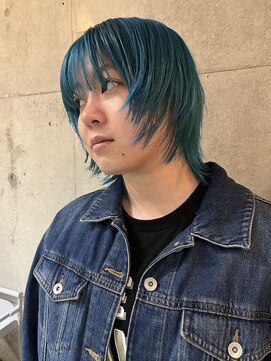 ナループロア ルームー(Nalu pu loa ROOMOO) ショートウルフ/ターコイズブルー/顔まわりレイヤーカット