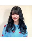 ◆韓国風ロング//ブリーチなしブルーブラック【暗めカラー】
