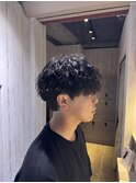 縦落ちウルフパーマ／ウザバング波ウェーブツイストパーマメンズ