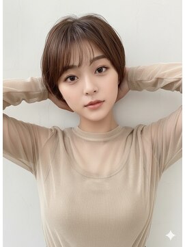 アース 大曽根店(HAIR&MAKE EARTH) earthショートレイヤーボブミルクティー丸みショートボブ