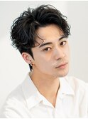 ビジネスメンズショートリクルート七三かき上げヘアツーブロック
