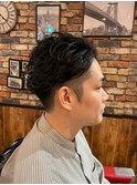 ツーブロック+デザインパーマ