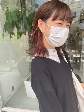 エマ 谷山店(EMMA) 切りっぱなし　外ハネ　インナーカラー　暖色カラー