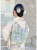 黒髪アップスタイル　浴衣着付けアレンジ