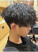 ツイストスパイラルパーマツーブロック刈り上げ手稲メンズカット