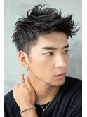 ビジネスツーブロックOK★かき上げトランクスヘアくせ毛風パーマ