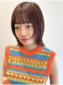 前髪あり　切りっぱなしボブ　外ハネボブ　ウルフボブ　丸顔