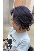 大人ブルージュアンブレラカラー/ボブパーマ
