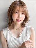 愛され薄めバングくせ毛風カールくびれヘア前髪モテ髪艶感