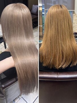 【ビフォーアフター】エクステ×カラー/ミルクティーベージュ