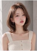 グレージュロングヘアブリーチなしウルフパーマミディアムヘア◎
