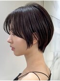 表参道白髪ぼかしウルフショートボブベージュアッシュグレージュ