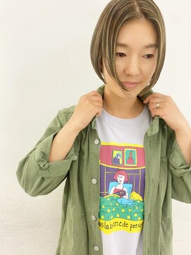 エンドリンク(endlink) グリーンアッシュ×ぱっつんボブ