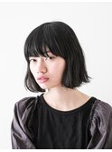 くせ毛風ボブ＋インナーカラーでポイントでダークグレー