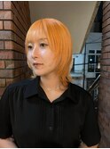 ブリーチカラー　ペールオレンジ　×レイヤーカット