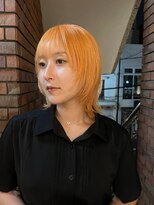 スロウ 代官山(Sraw) ブリーチカラー ペールオレンジ ×レイヤーカット