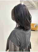 顔まわりレイヤーと秋色カラー似合わせミディアム