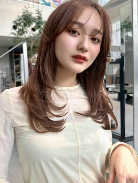 ミンクス 青山店(MINX) 【MINX】くびれヘアアプリコットオレンジハイライトカラー表参道