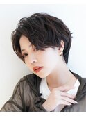 大人可愛い20代30代40代黒髪前下がりショートボブ丸みショート◎