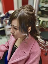 ヘアーライズ 池袋東口店(hair RISE) トップを盛る感じの編み込みハーフアップアレンジ巻き髪