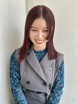 ジュエ ヘアー デザイン(Jue hair design)&nbsp;ぱつっと外ハネボブ×ボルドーカラー
