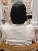 オフィスヘア似合わせカット黒髪マッシュボブ髪質改善アラフォー