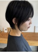小顔カットショートボブ大人可愛いアッシュオリーブ