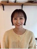 ミニボブ/ピンクブラウン/ワイドバング/明治神宮前原宿